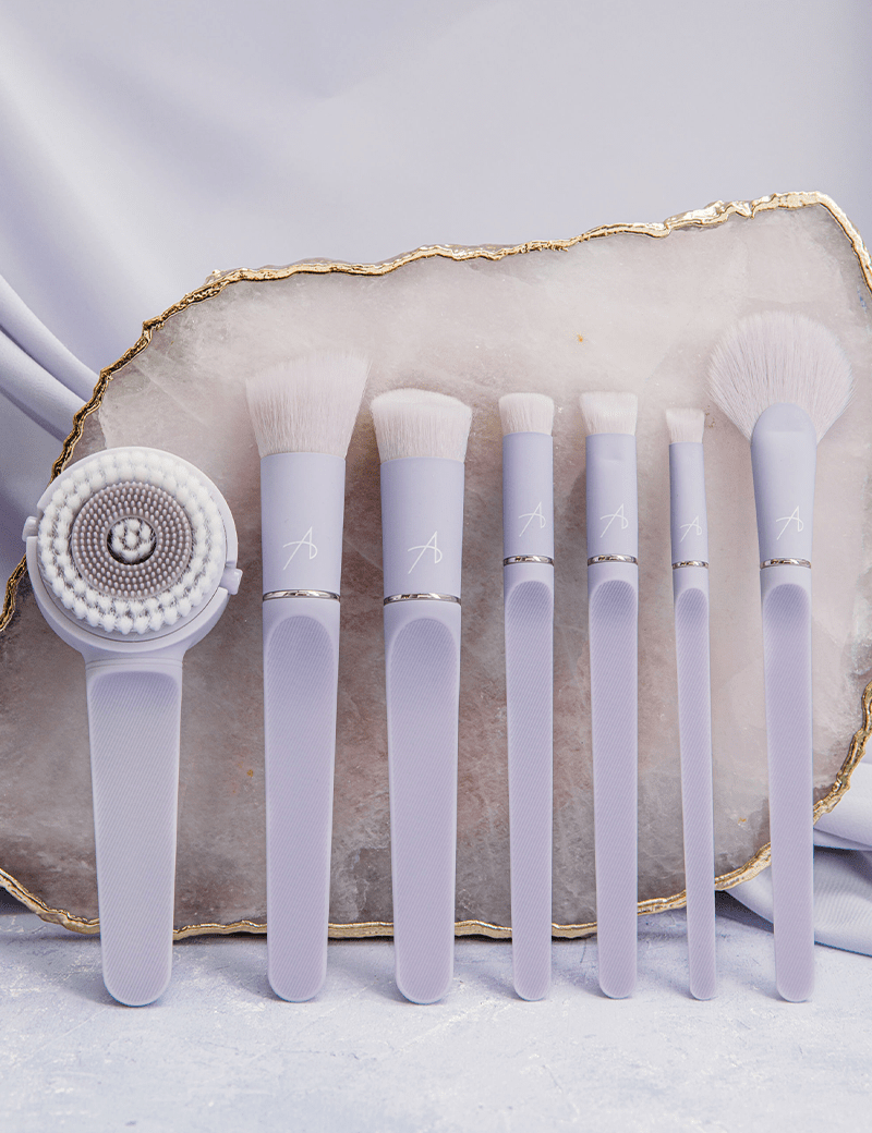 ANISA Beauty Skin Care Brushes on Crystal Background