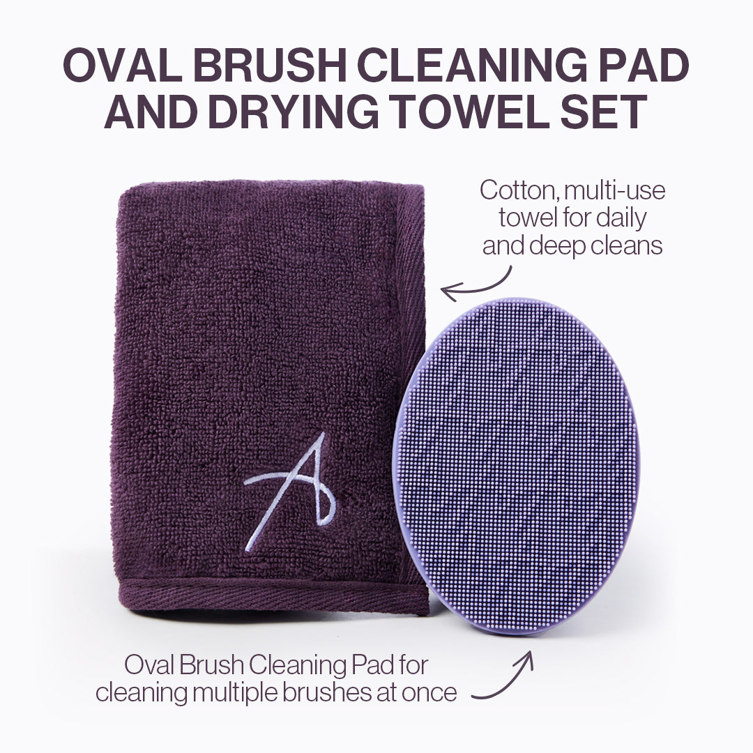 Oval Brush Cleaning Pad and Drying Towel Set